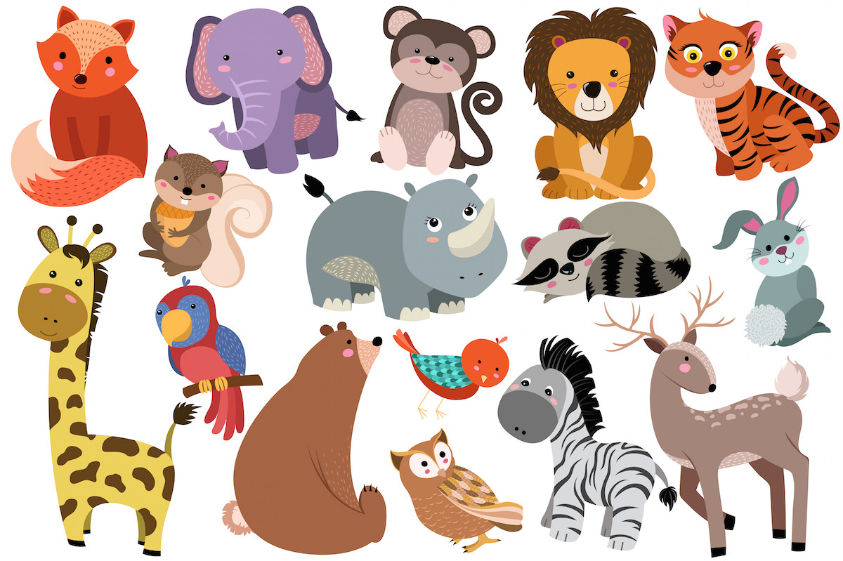 Cute Baby Animals Vector & PNG Pack Illustrations