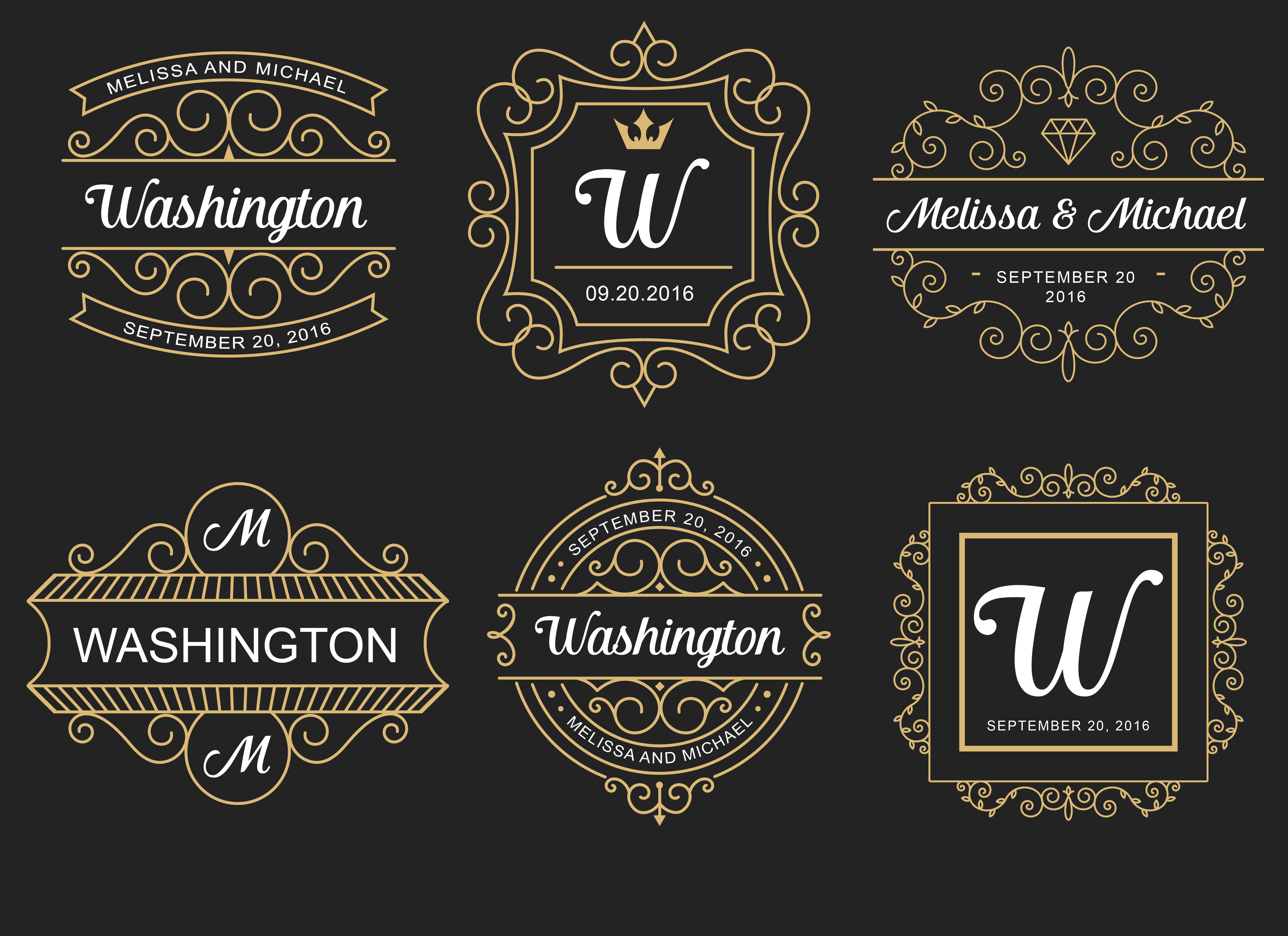6 Wedding Monogram Logo Templates Invitation Templates Creative Market