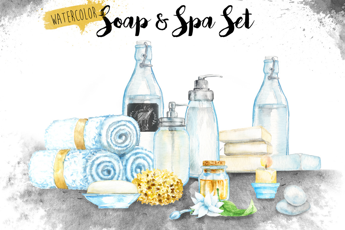 Download Watercolor Soap & Spa Set ~ Illustrations ~ Creative Market