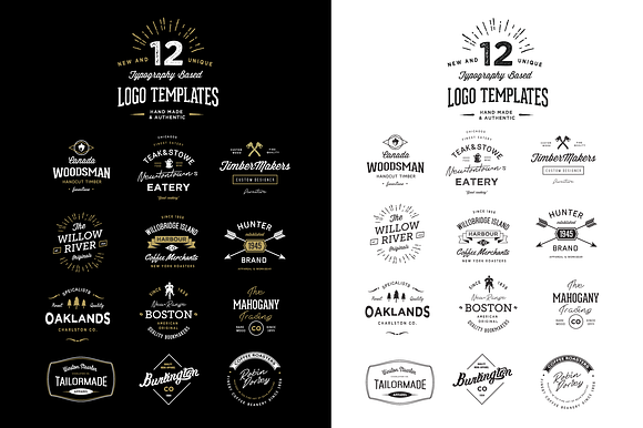 12 Typography Based Vintage Logos in Templates - product preview 1