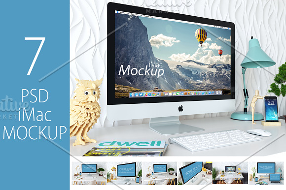 Free 7 PSD iMac Mockup + Bonus