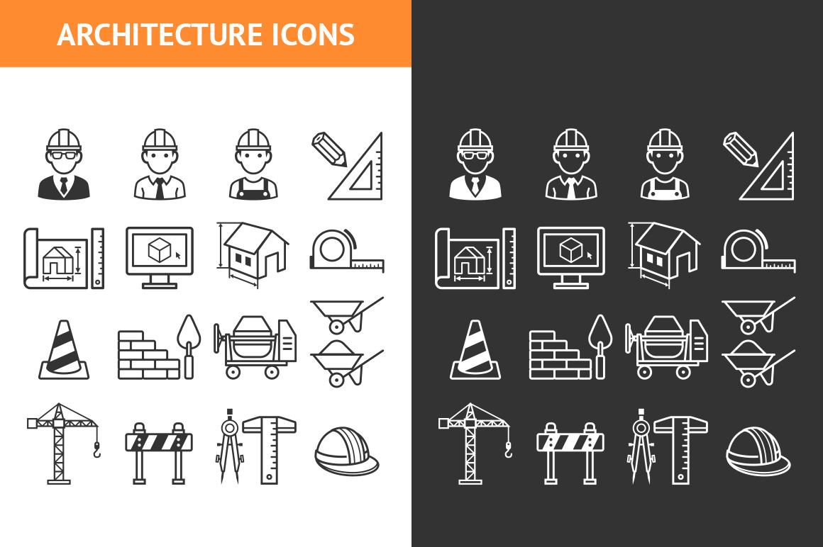 Architecture Construction Icons set ~ Icons ~ Creative Market