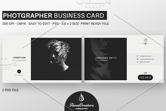 Professional Photographer Card ~ Business Card Templates ~ Creative Market