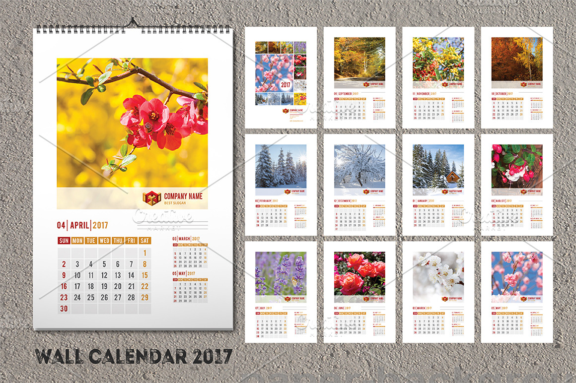 Wall Calendar Template 2017 A3 Stationery Templates