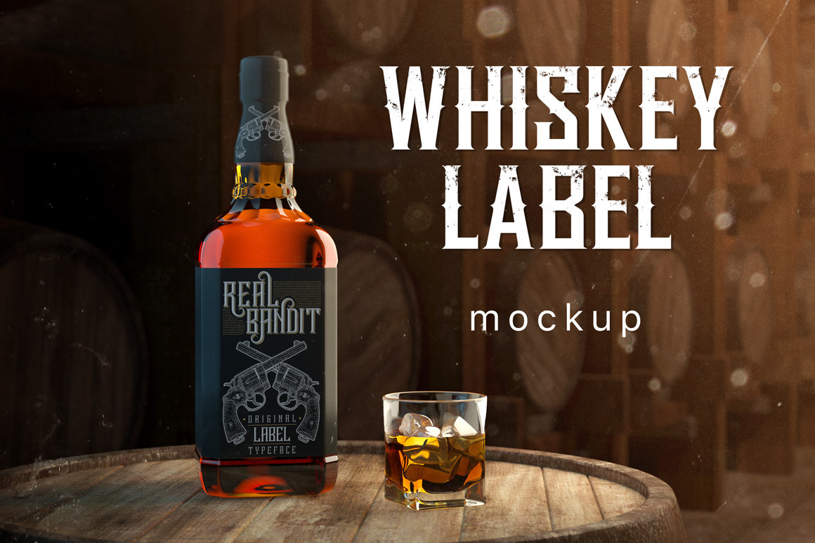 Download Whiskey Bottle Label Mockup ~ Product Mockups ~ Creative ...