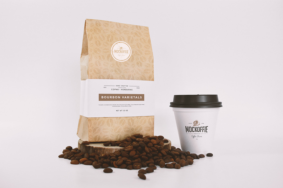 Download Coffee Bag and Sealed Cup Mockup ~ Product Mockups ...