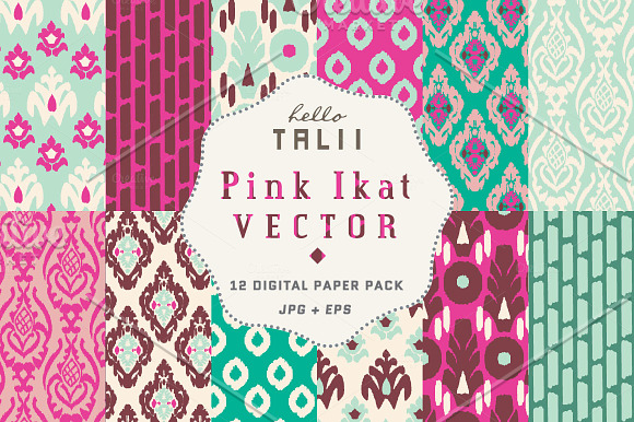 Pink Ikat (Vector + JPG) in Patterns