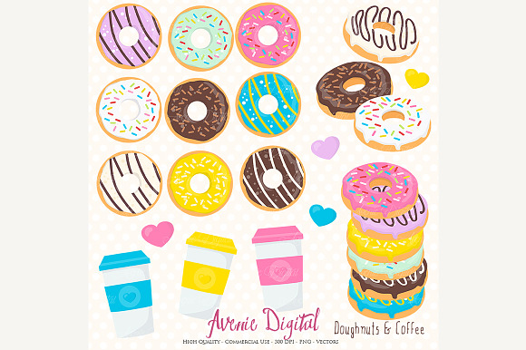 Donut and Coffee Clipart ~ Illustrations ~ Creative Market
