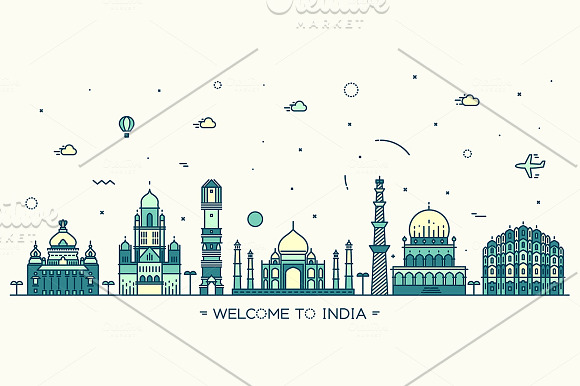 Skyline of India in Illustrations - product preview 1