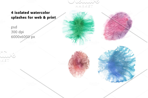 COLORFUL WATERCOLOR PSD & PNG BUNDLE in Illustrations - product preview 7