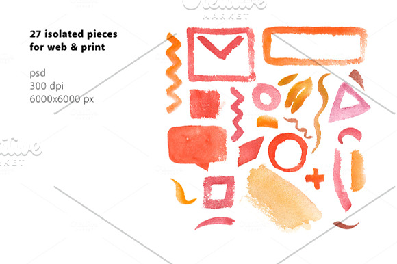 COLORFUL WATERCOLOR PSD & PNG BUNDLE in Illustrations - product preview 8
