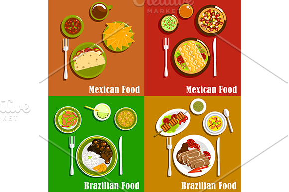 Mexican And Brazilian Cuisine Dishes