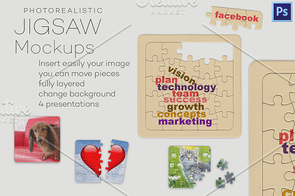 Download Photorealistic jigsaw puzzle mockups