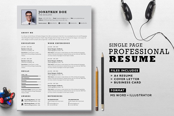 Professional Resume Set Resume Templates Creative Market
