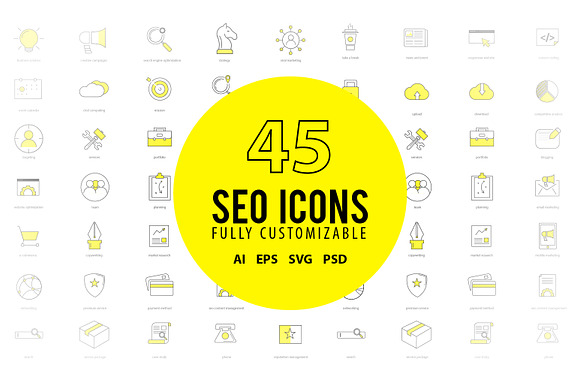 45 SEO Services Icons