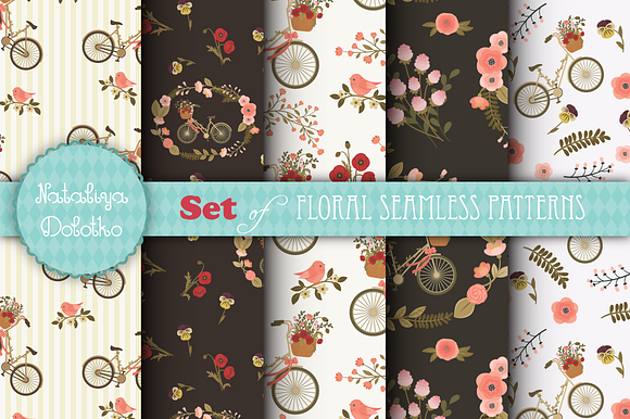 5 Floral Vector Seamless Patterns in Patterns