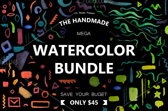 COLORFUL WATERCOLOR PSD & PNG BUNDLE in Illustrations