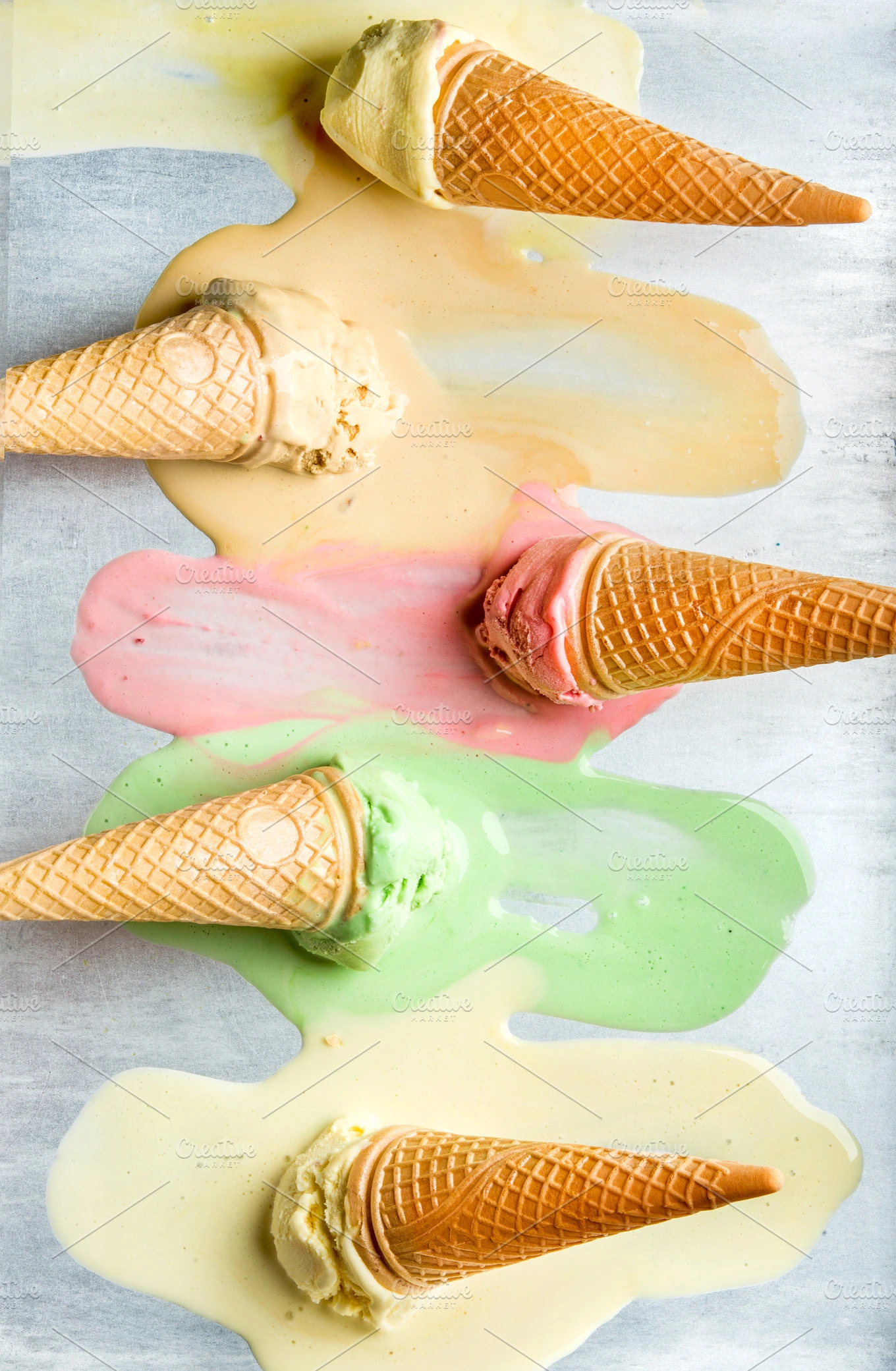 Colorful ice cream cones ~ Food Images ~ Creative Market