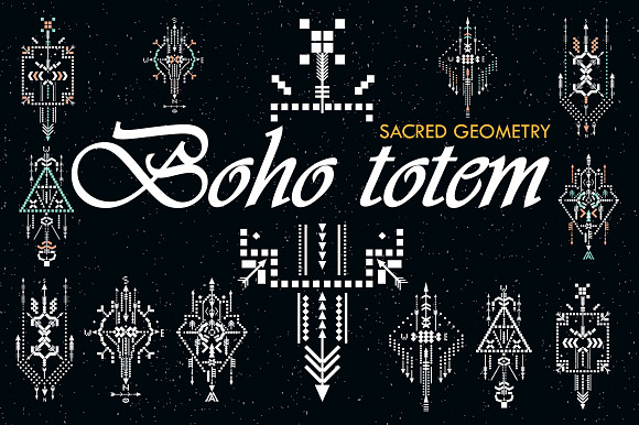 Boho totem. Sacred geometry in Illustrations