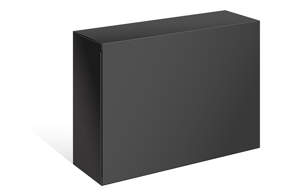 Realistic Black Package Box PSD Mockup