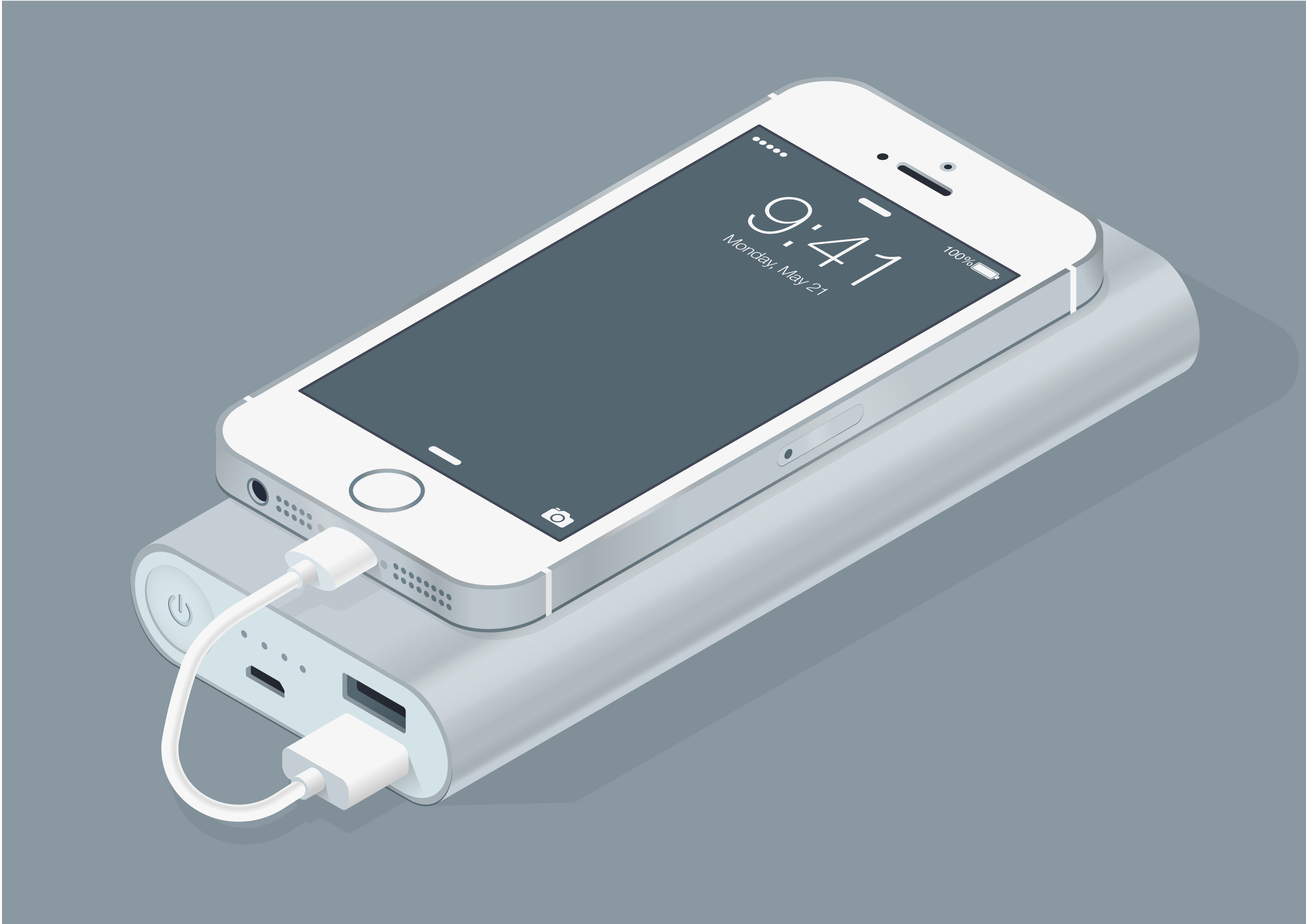 Iphone and powerbank vector ~ Illustrations ~ Creative Market