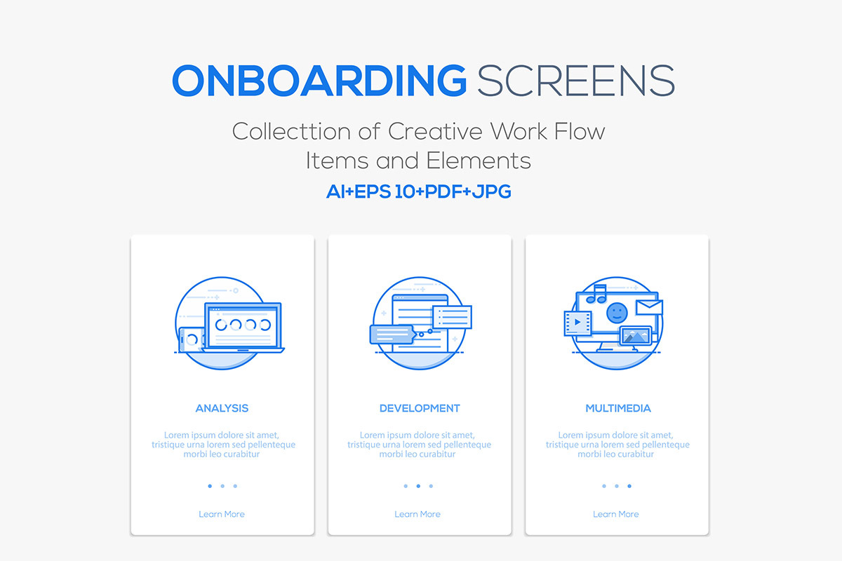 Onboarding Screens for App For Illustrator