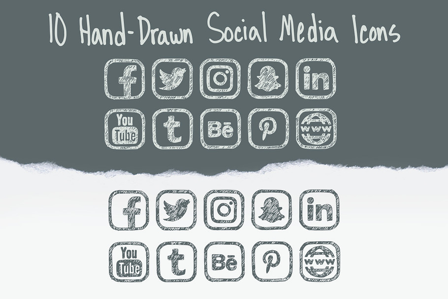 Hand-Drawn Vector Social Media Icons in Hand Drawn Icons