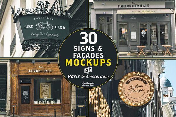 30 Signs & Facades - Paris/Amsterdam PSD Mockup