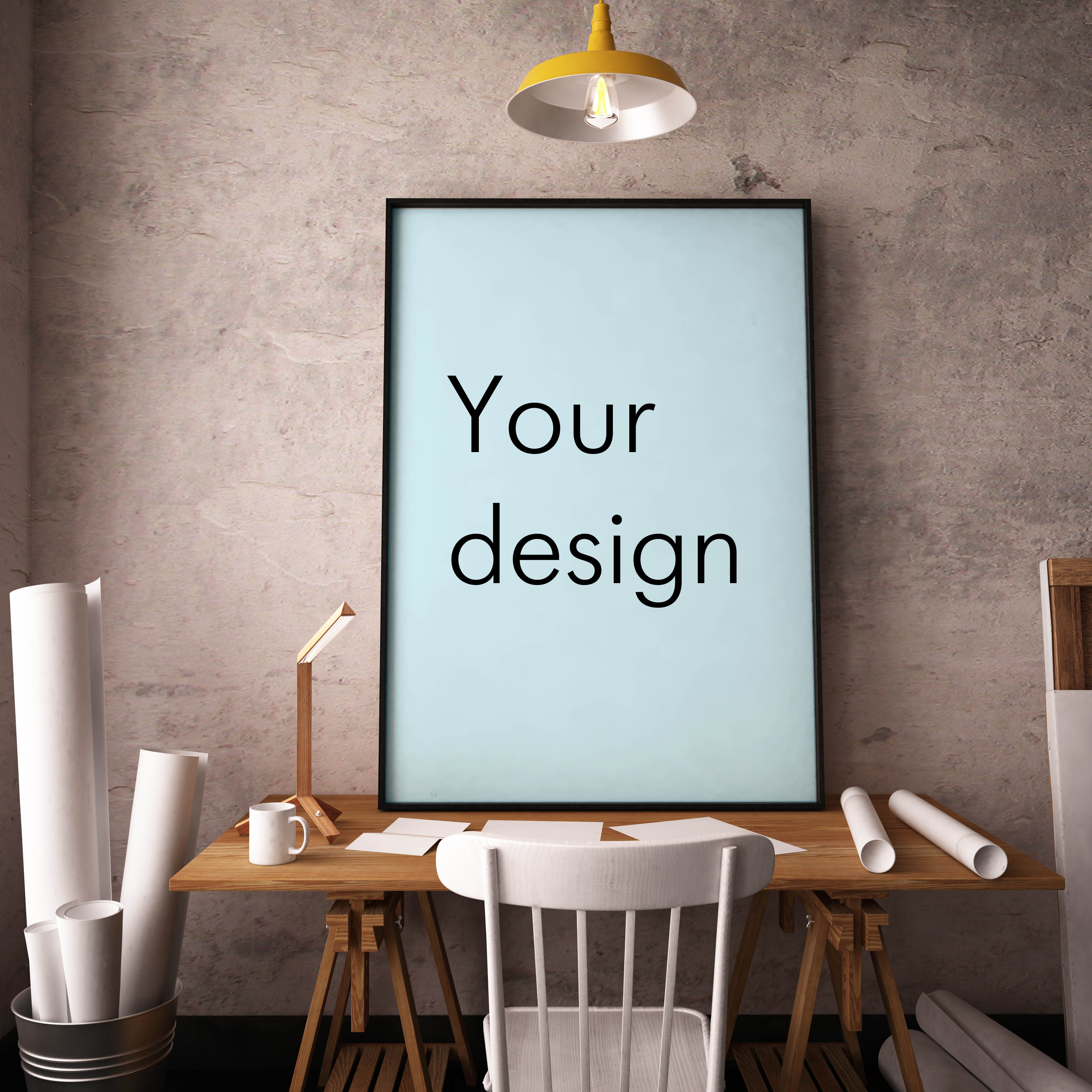 Download mockup interior with posters. 3d ~ Print Mockups ...