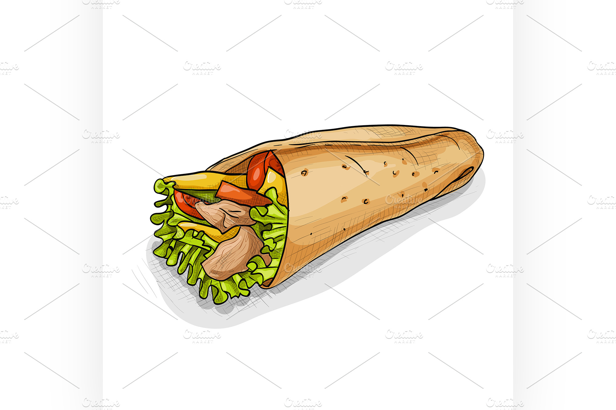 Download Burrito color picture sticker ~ Illustrations ~ Creative Market