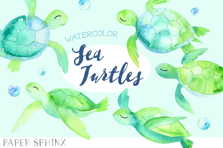 Download Watercolor Sea Turtles Pack ~ Illustrations ~ Creative Market