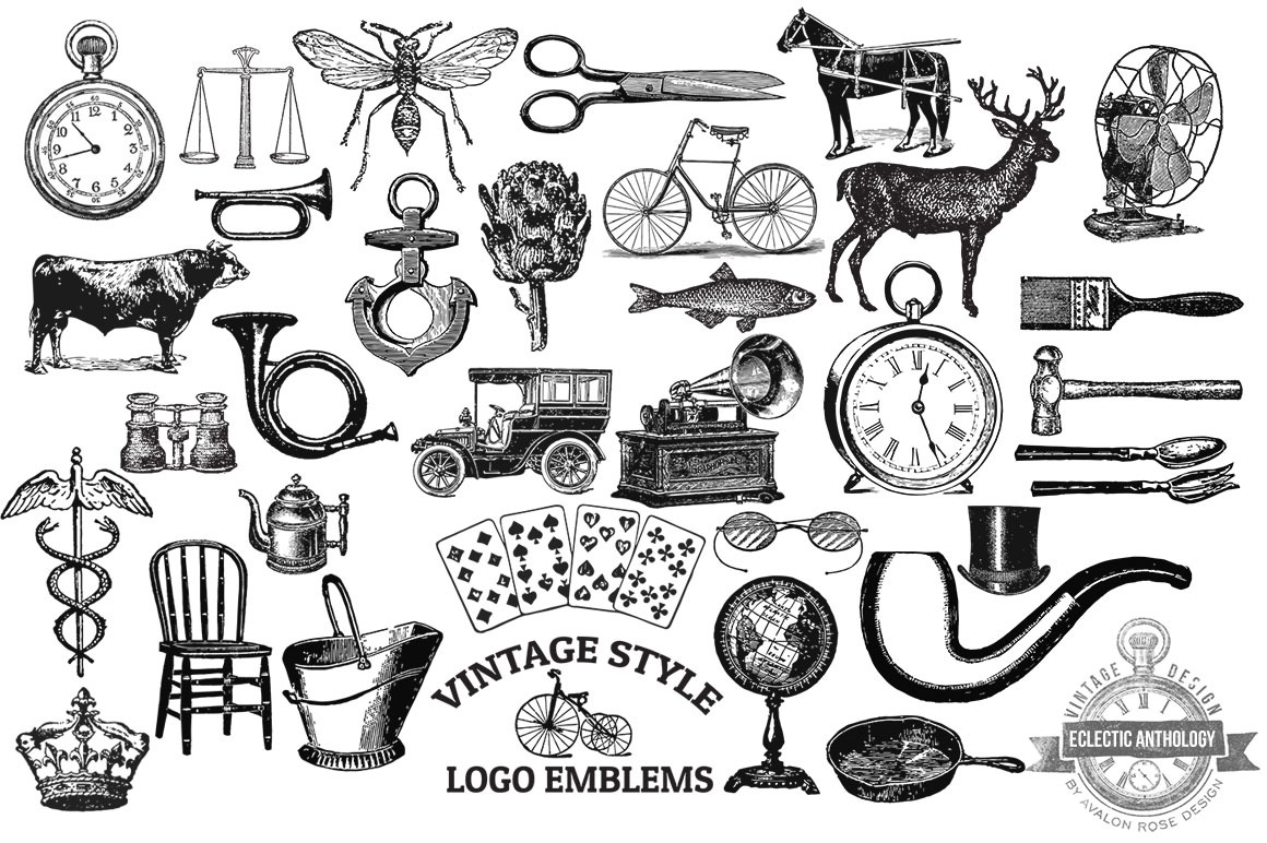 Vintage Vector Logo Emblems ~ Graphic Objects ~ Creative ...