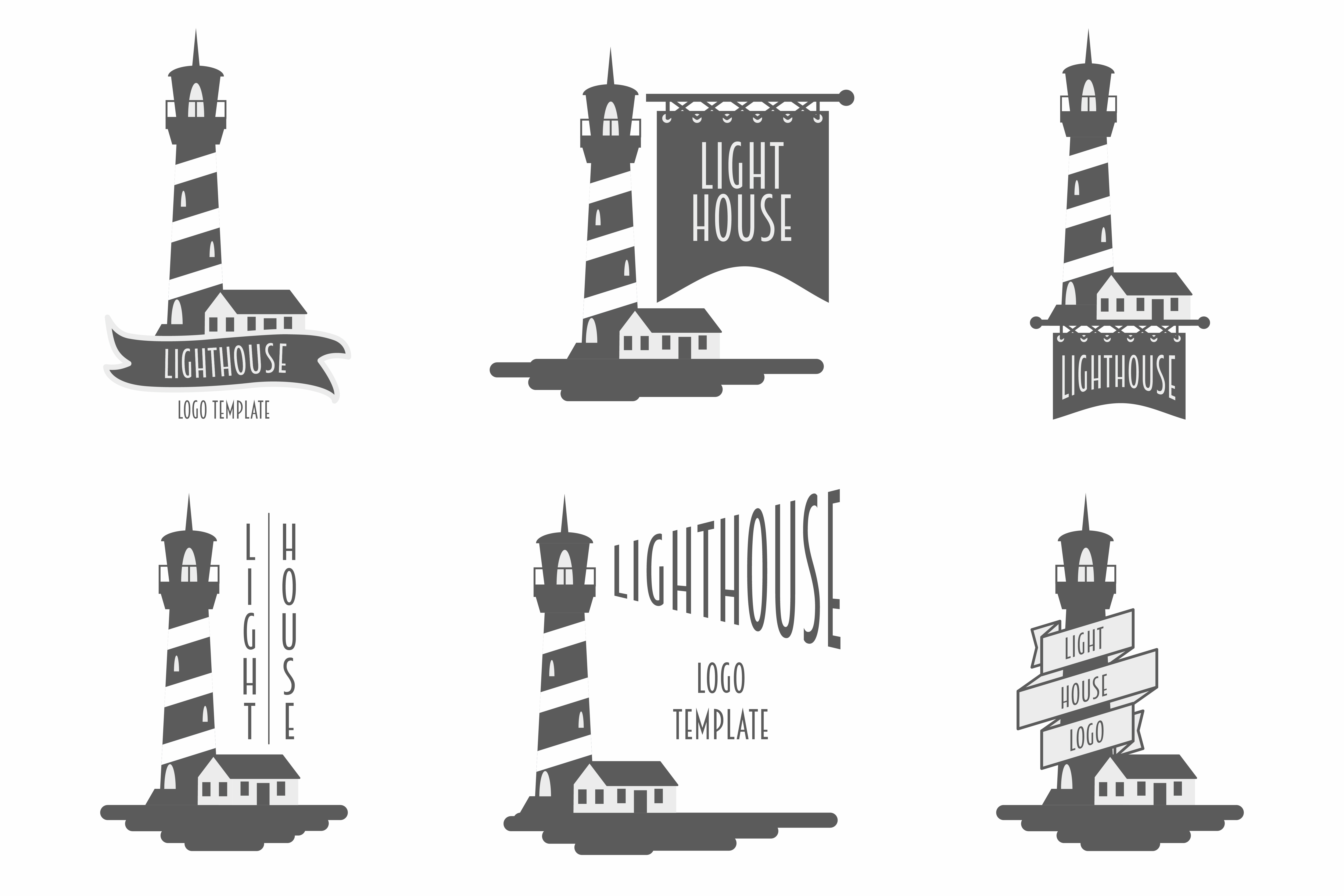 Lighthouse set of vector logos ~ Logo Templates ~ Creative ...