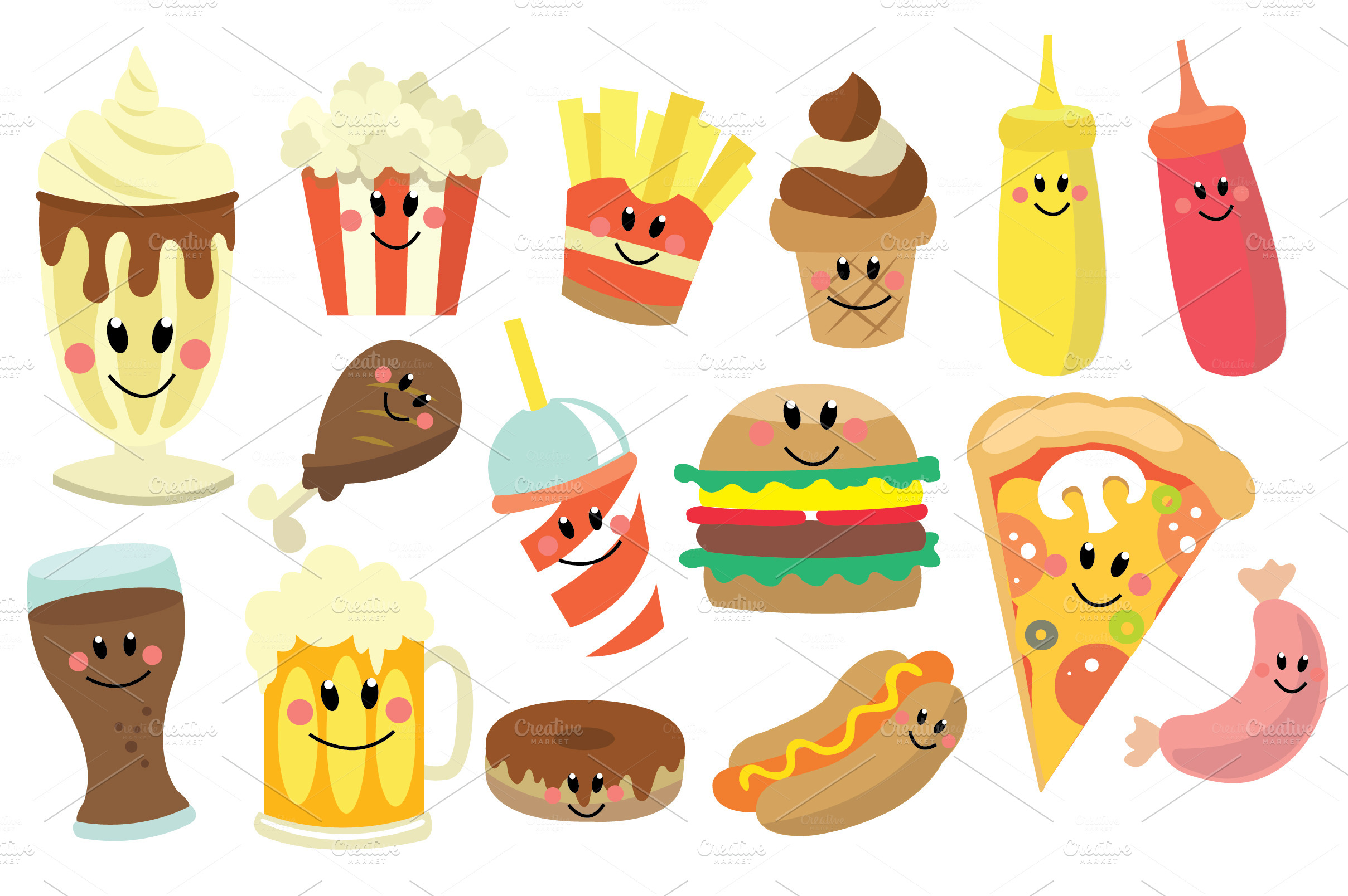 Fast Food Clipart Set ~ Illustrations ~ Creative Market
