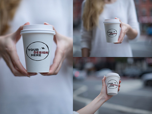 Free Set of 3 paper cup mockups