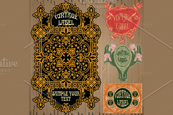 Label Art Nouveau in Illustrations