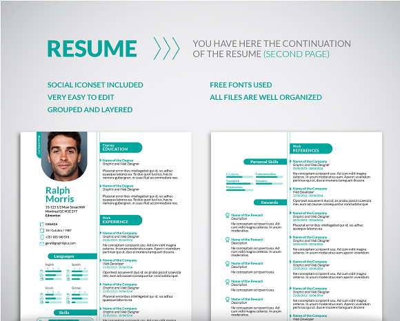 Professional Resume Cv Template Resume Templates Creative Market