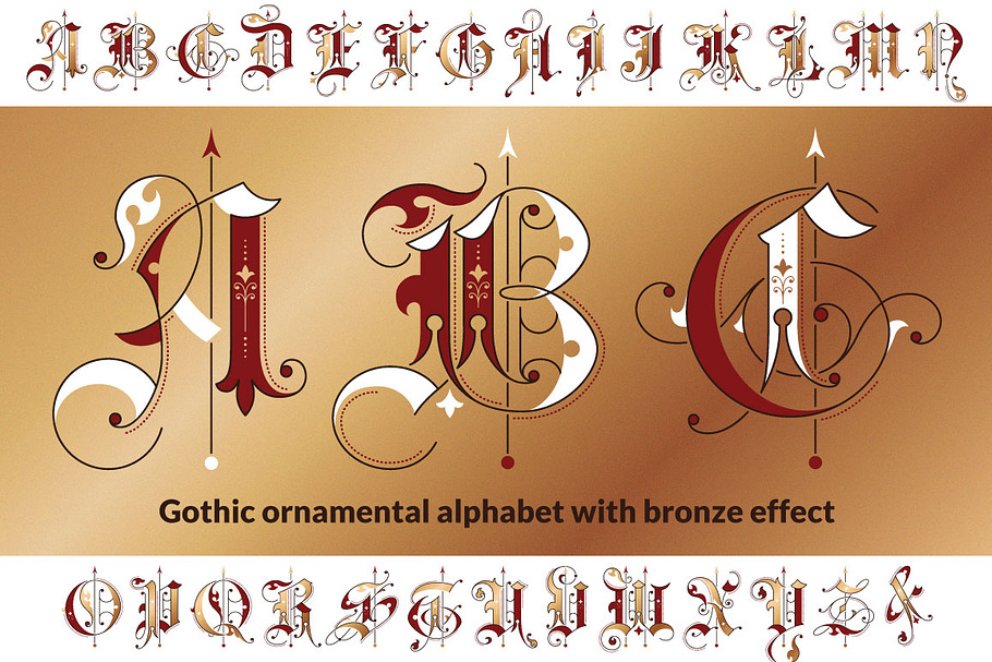 Gothic ornamental alphabet in Gothic Fonts