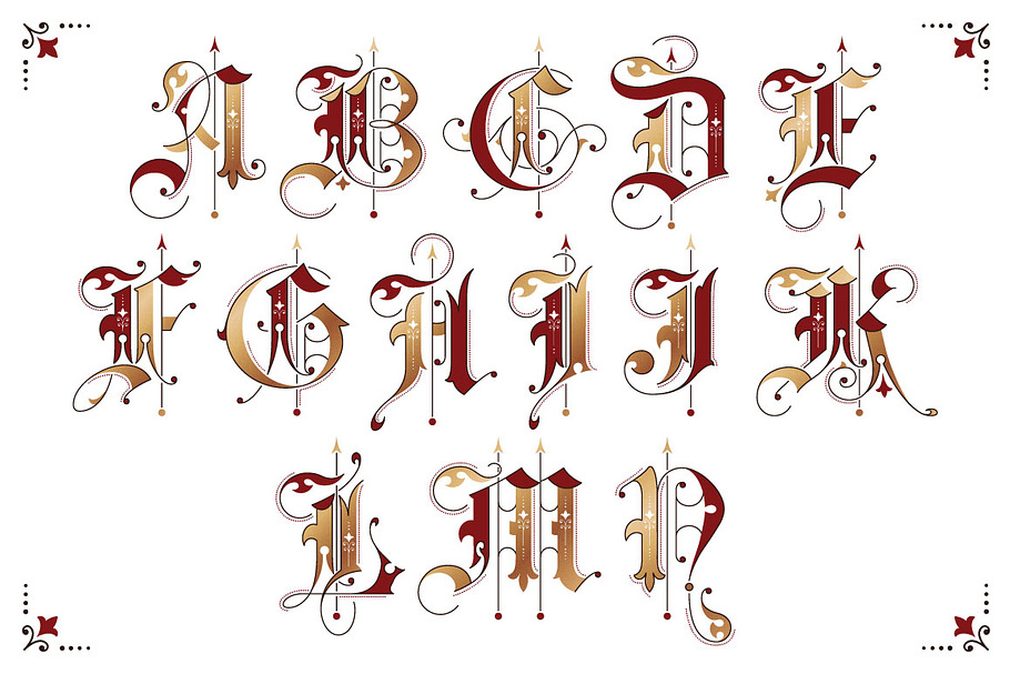 Gothic ornamental alphabet in Gothic Fonts - product preview 1