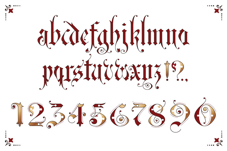 Gothic ornamental alphabet in Gothic Fonts - product preview 3