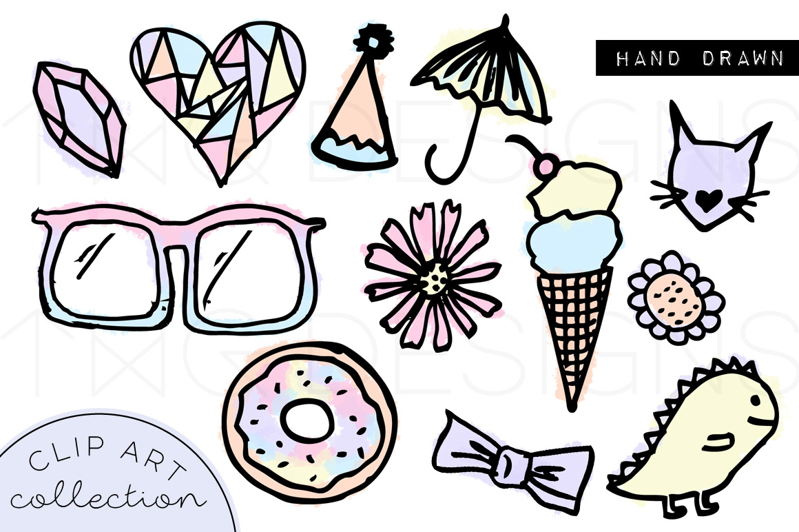 Kawaii Cute Pastel Doodle Clip Art Illustrations Creative Market