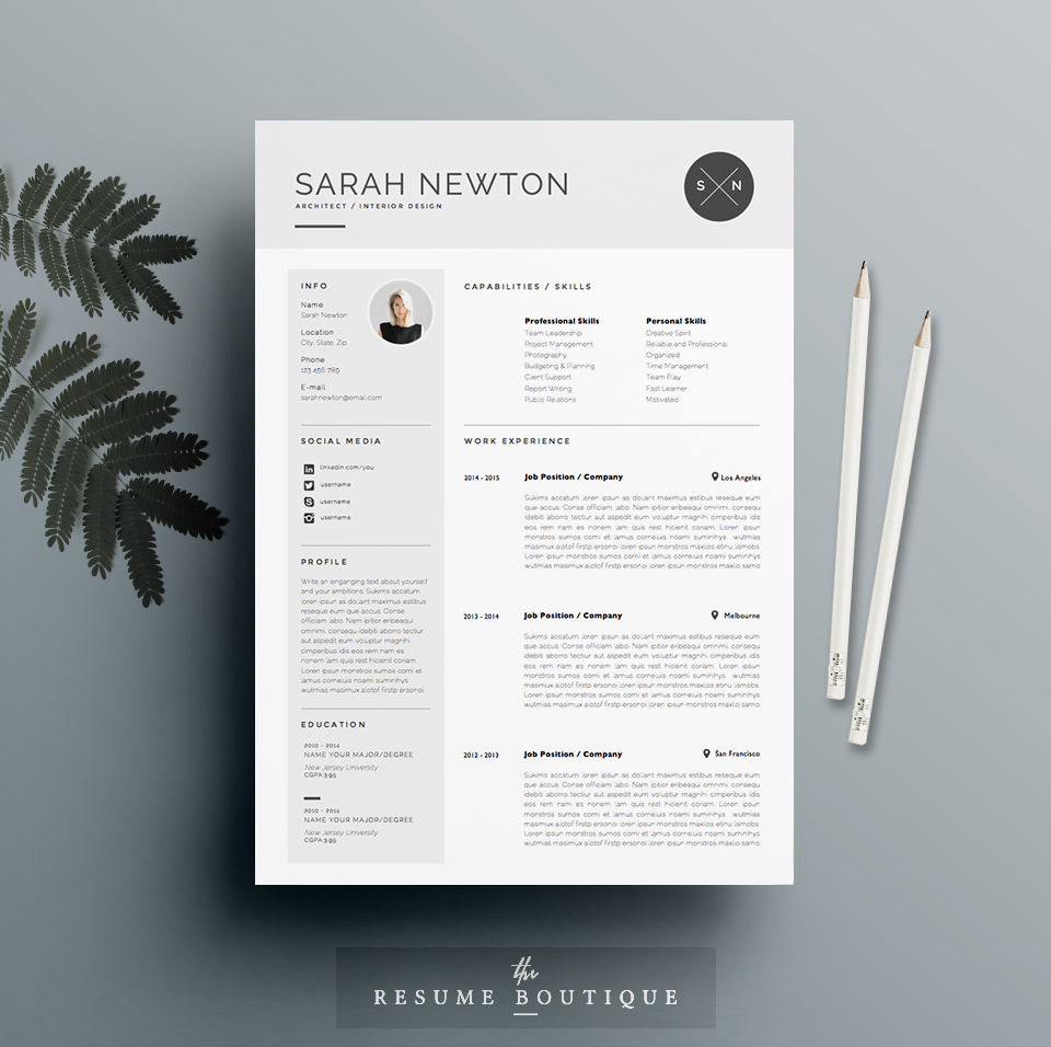 Resume Template 4 Pages Moonlight Resume Templates Creative Market