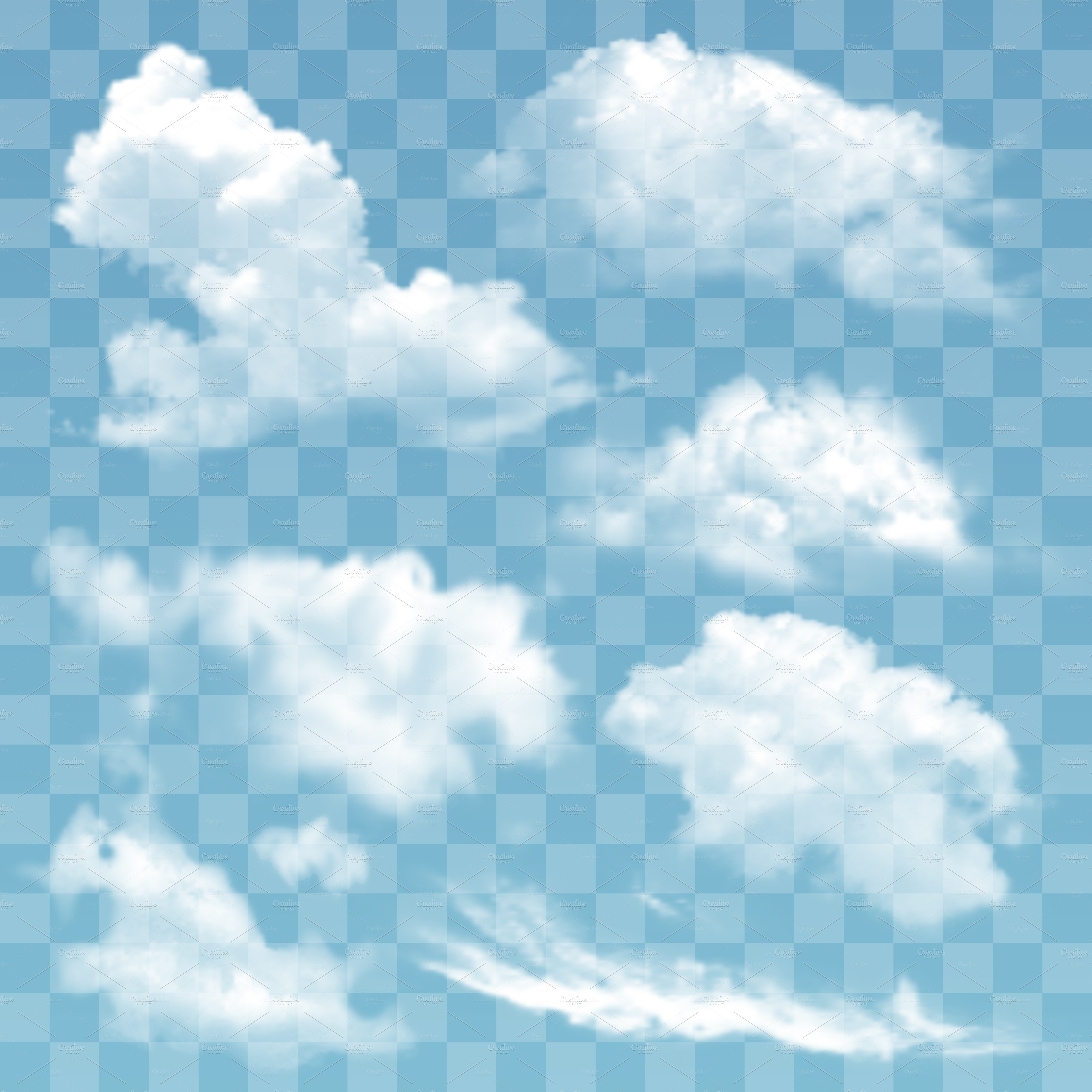 Transparent different clouds vector Illustrations