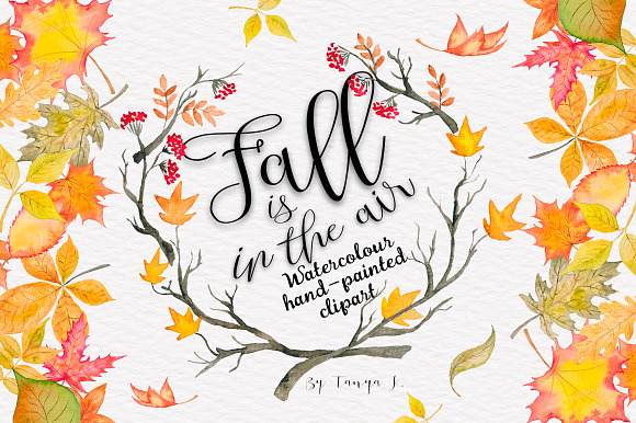 Fall is in the air Autumn Watercolor - Illustrations