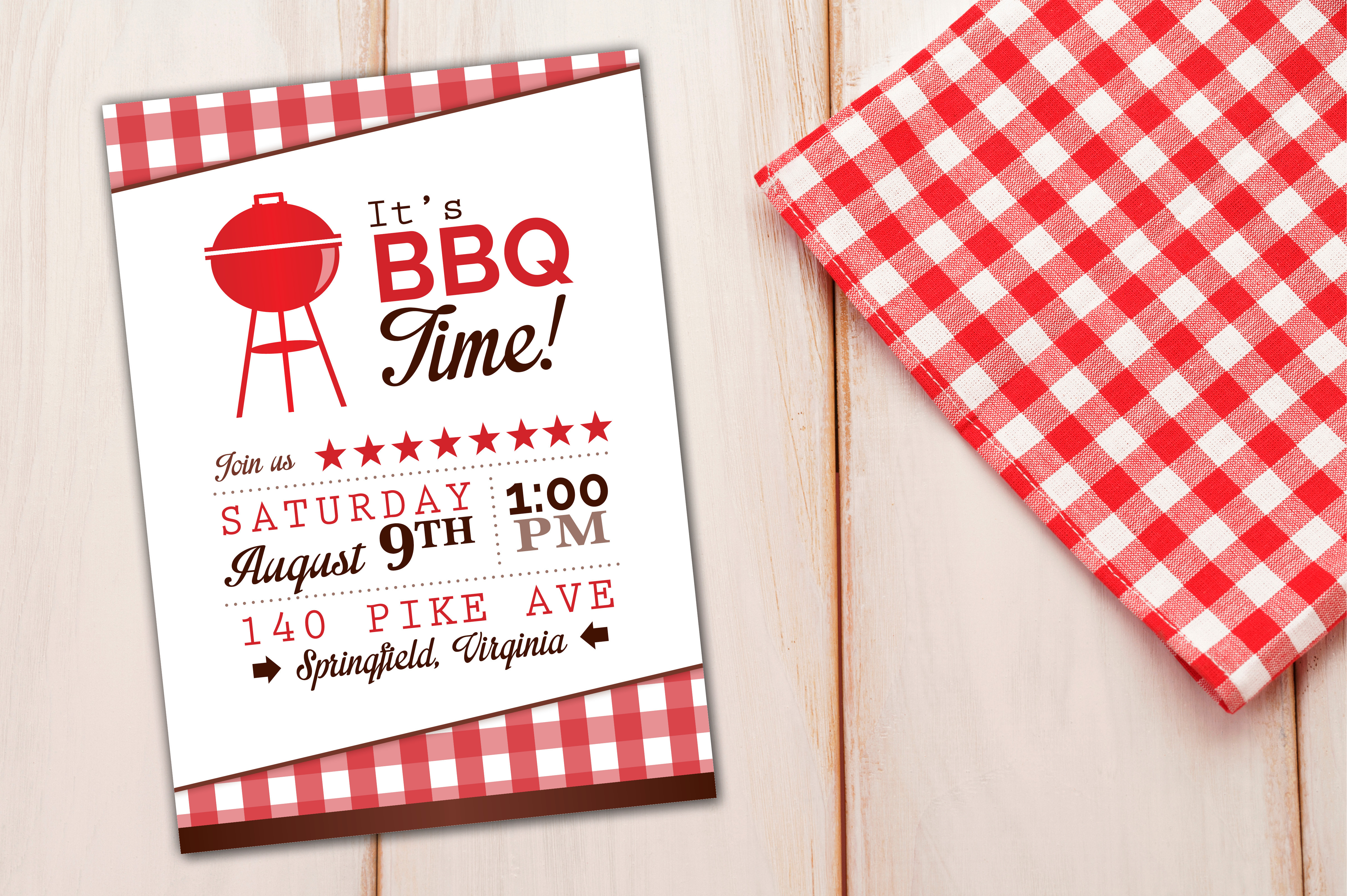 It's BBQ Barbeque Time Invitation Invitation Templates Creative Market