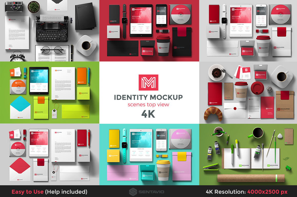 Download Identity Mockup Top view 4K set ~ Branding Mockups ...