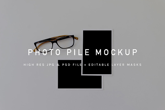 Download Photographs Mockup + Glasses psd+jpg