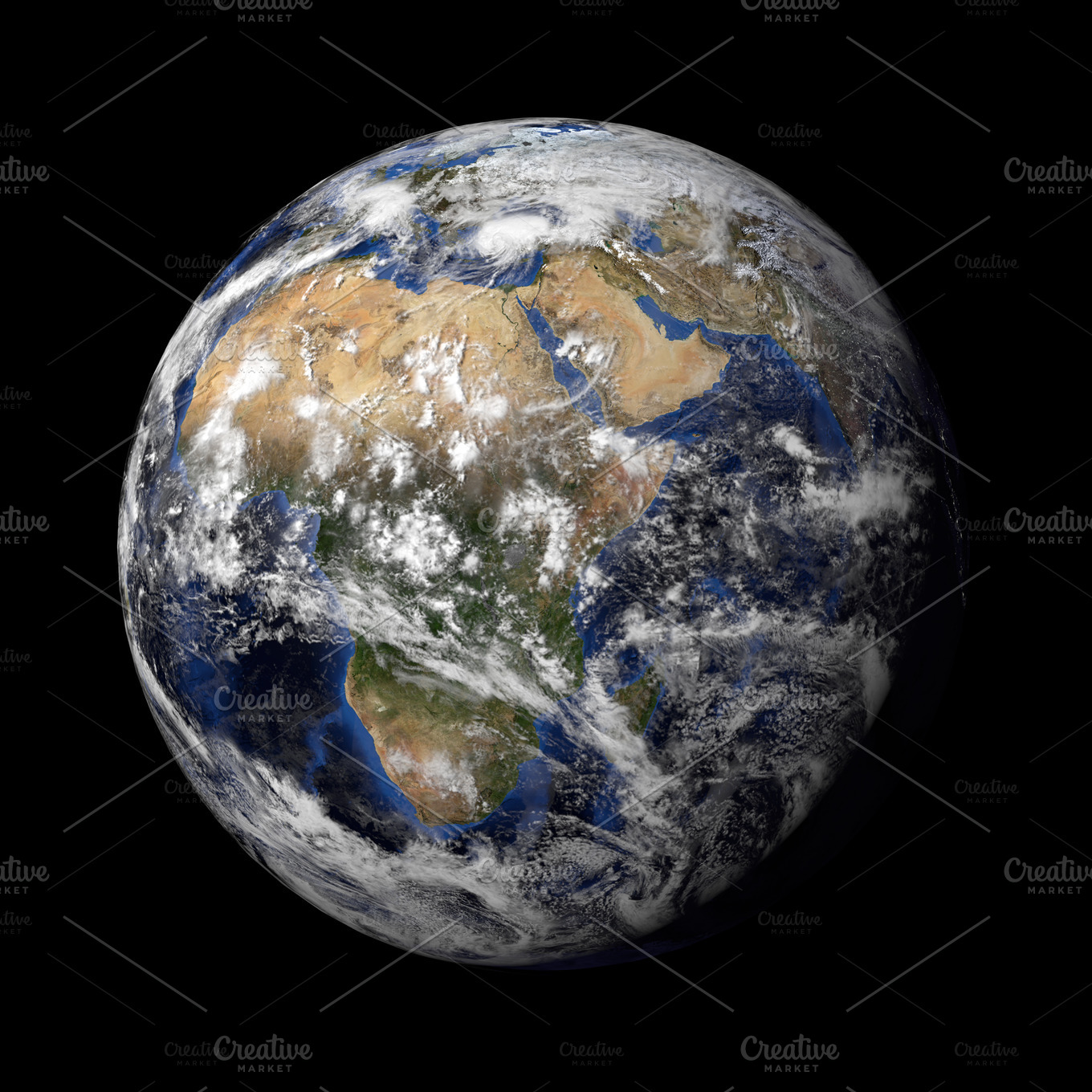 Planet Earth with clouds render ~ Abstract Photos 