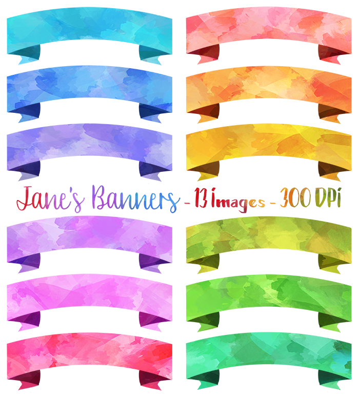 Watercolor Banners Clipart ~ Illustrations ~ Creative Market