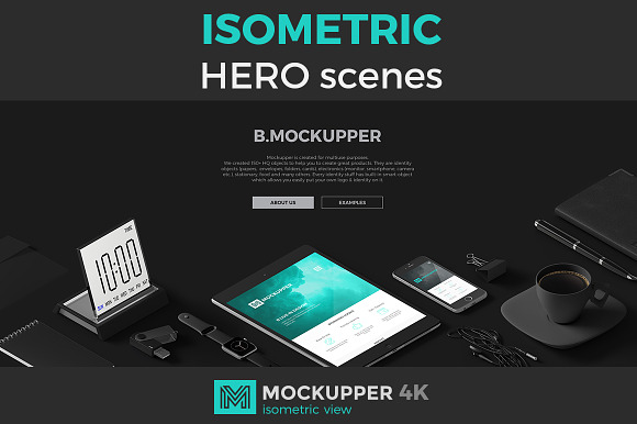 Download Hero scenes isometric view Mockups